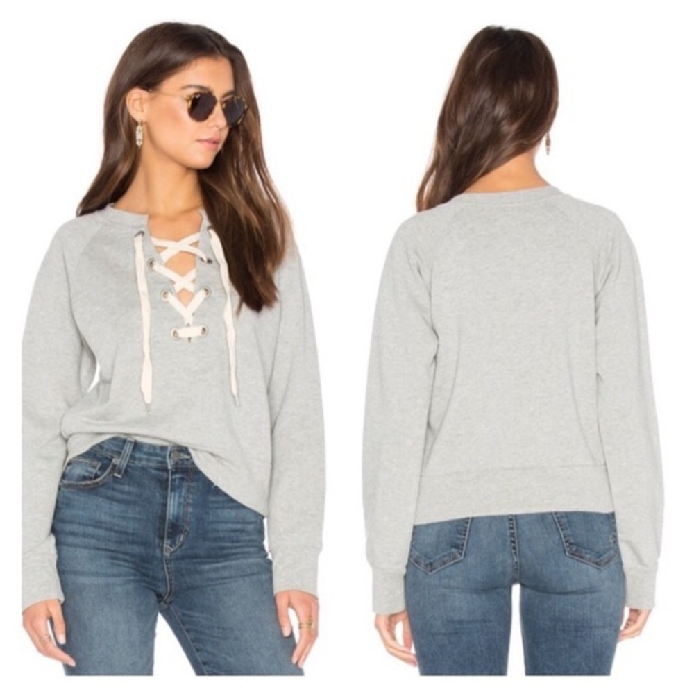 Sincerely Jules Kaia Lace-Up Sweatshirt | Size S | Heather Gray